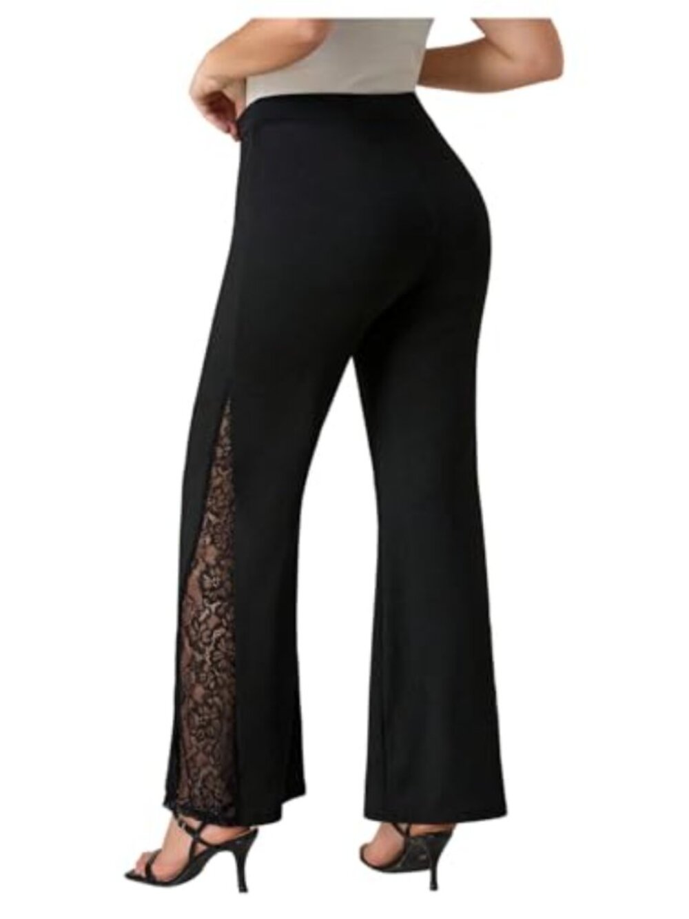 Plus Size Flare Leggings High Waist Elastic Rib Knit Casual Pants